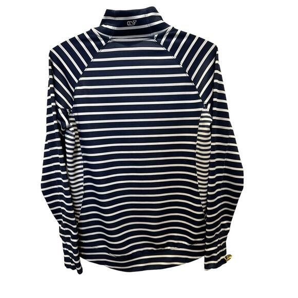Vineyard Vines Performance Deep Bay Stripe Long Sleeve Half Zip Shirt Size S - Picture 3 of 13